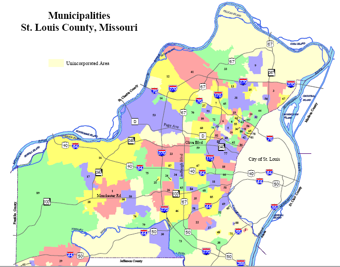 St Louis County Cities and Towns Map