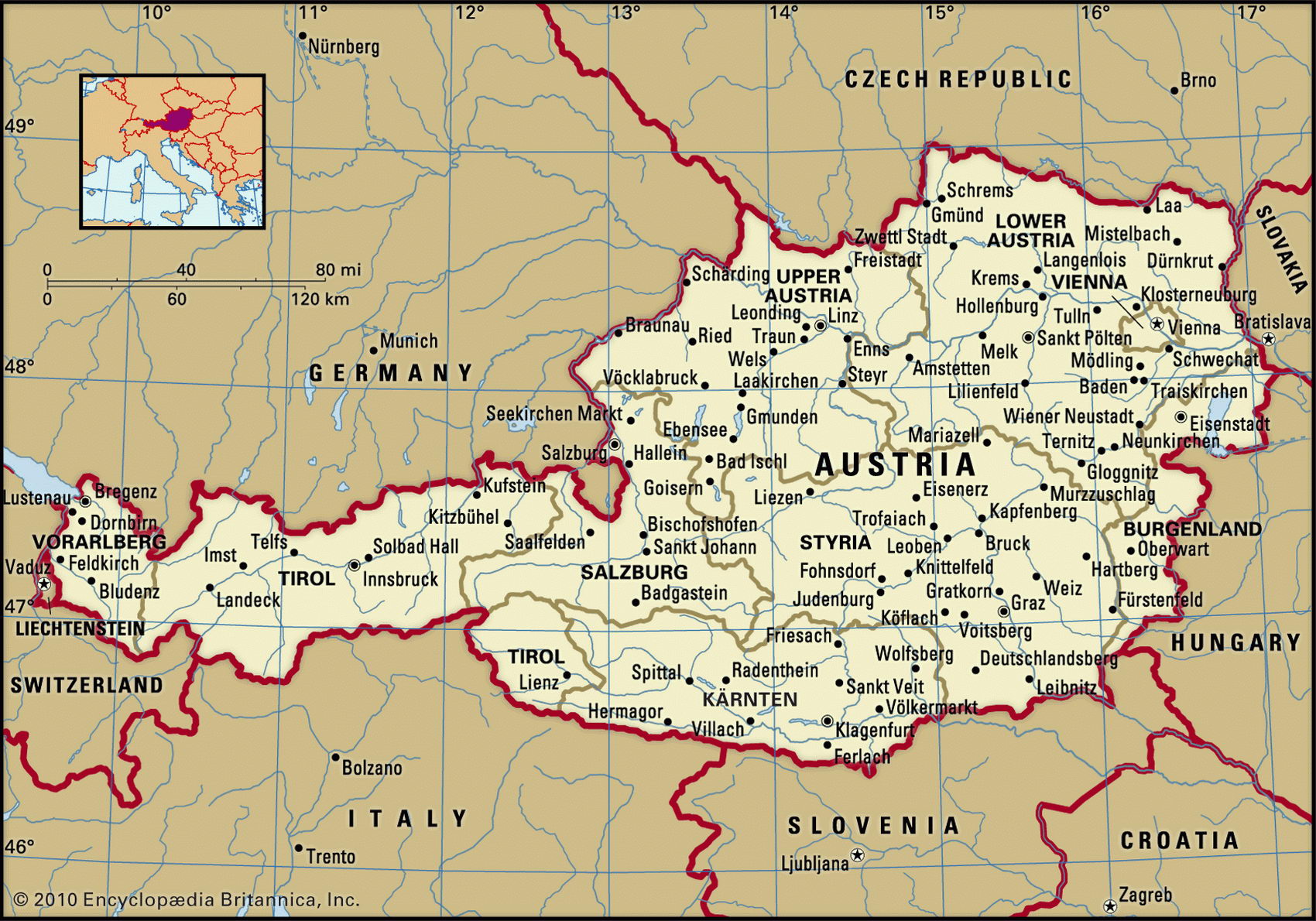 Austria geographical map