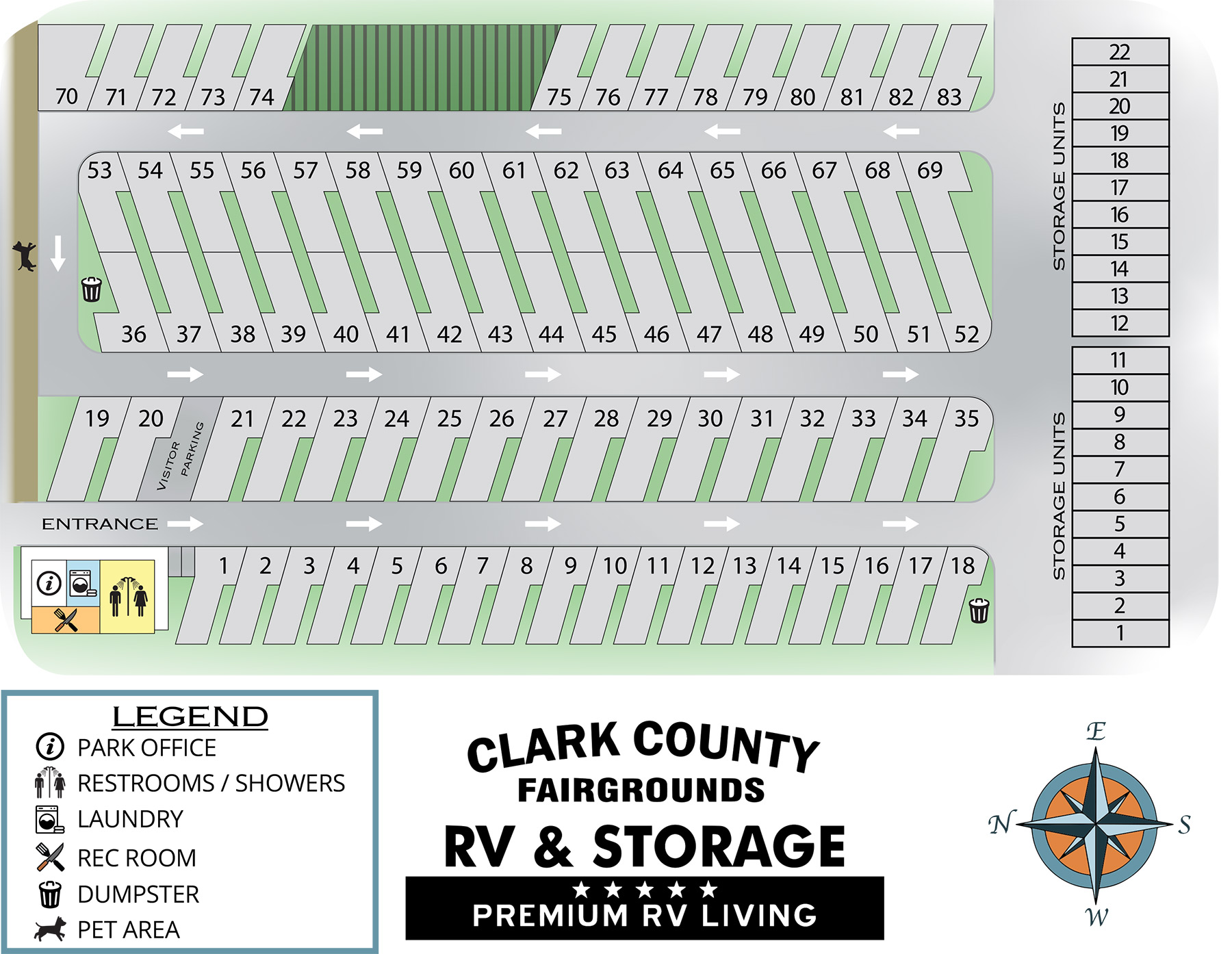 Clark County Fairgrounds RV Park & Storage Layout