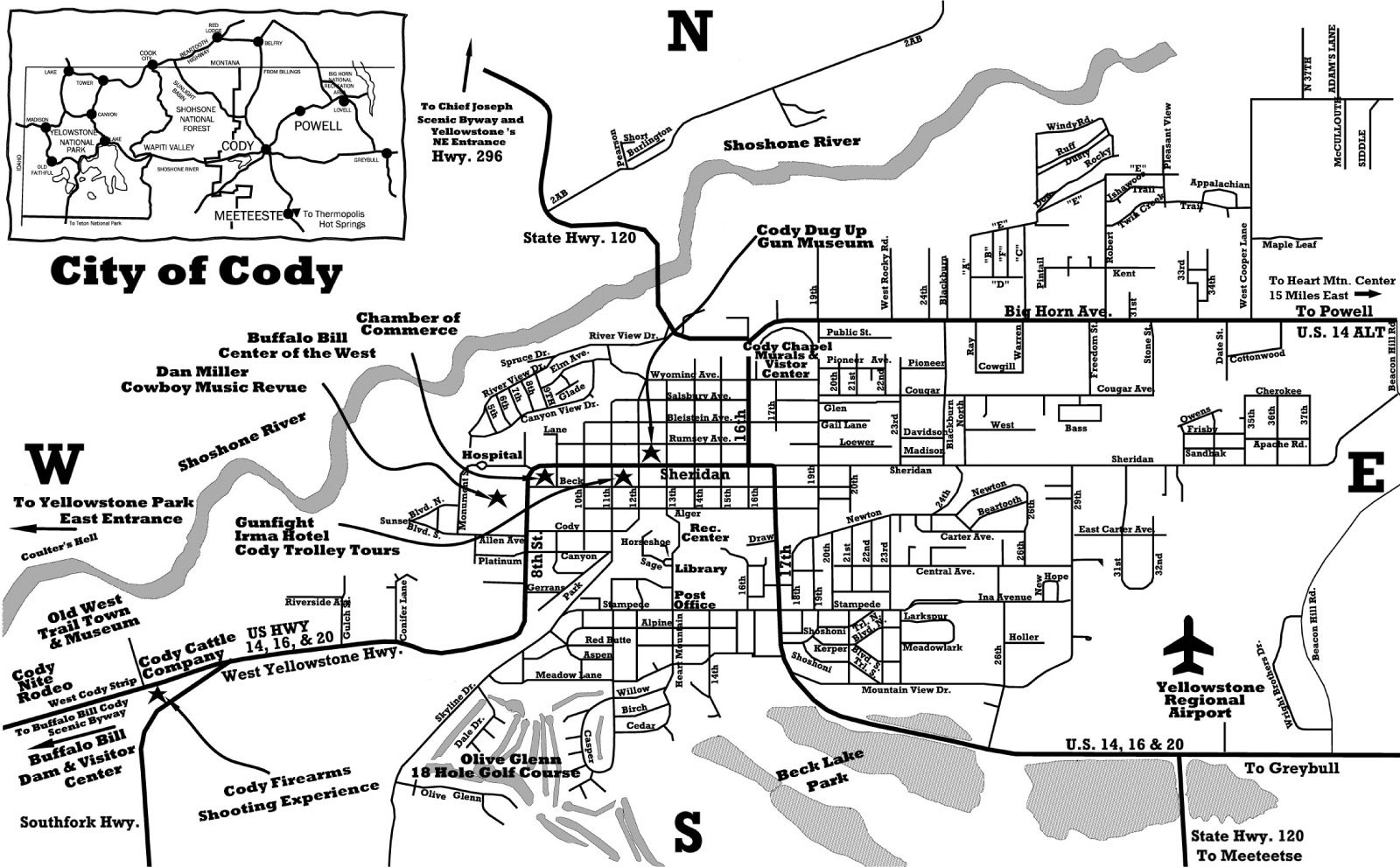 Map of Cody City