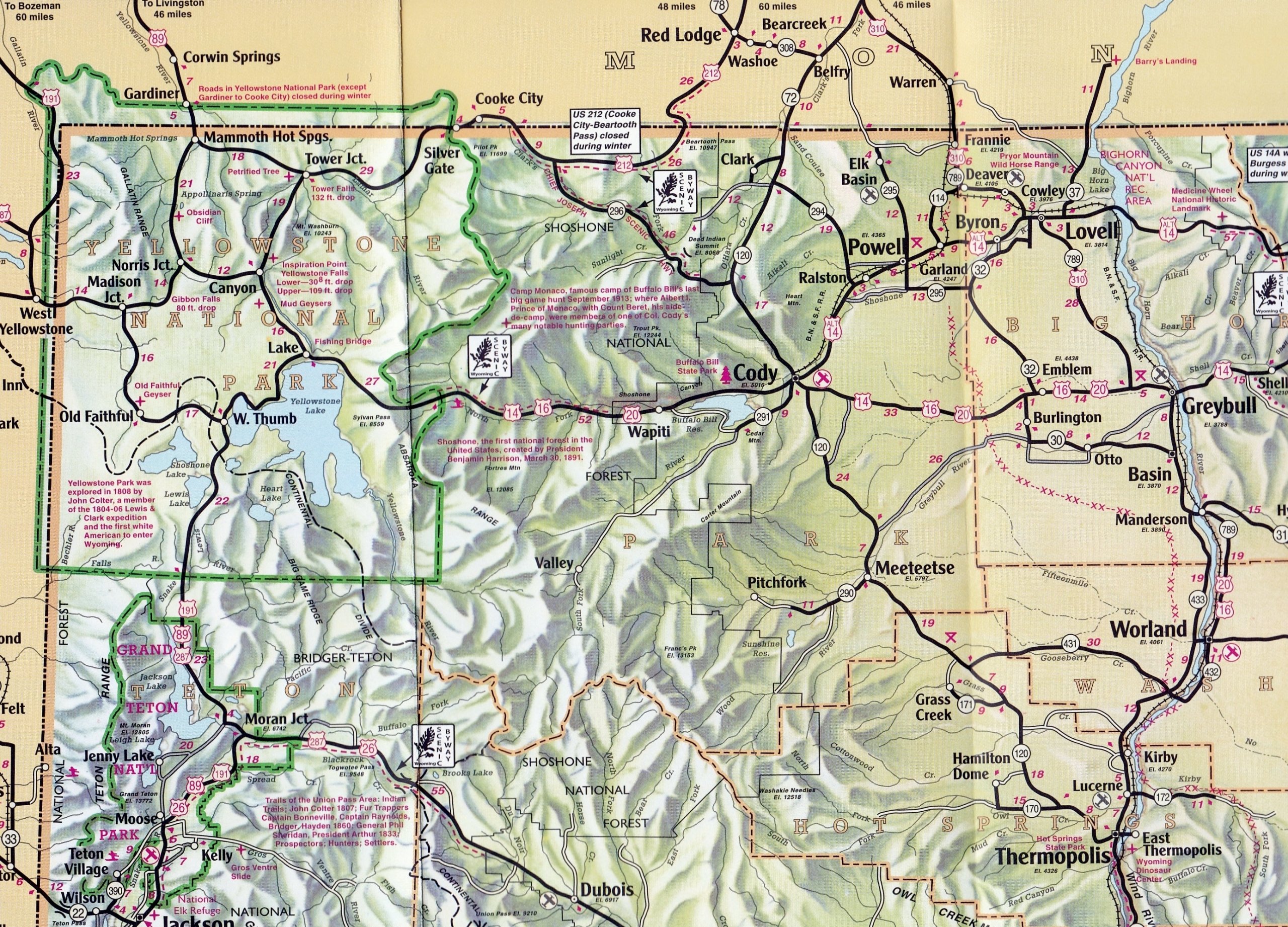 Cody Yellowstone Map