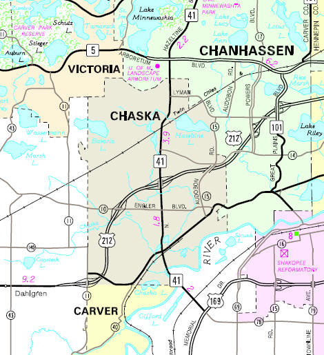 Scenic map of Chaska's landscape