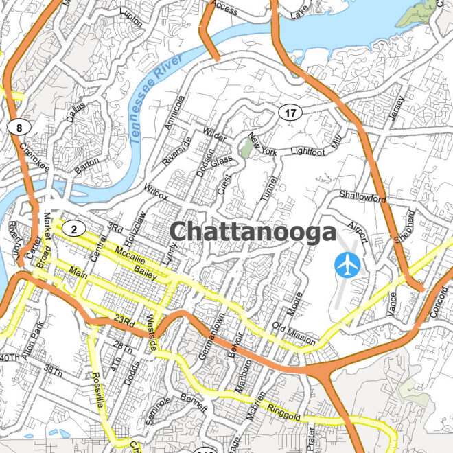 Map Of Chattanooga Tn Area