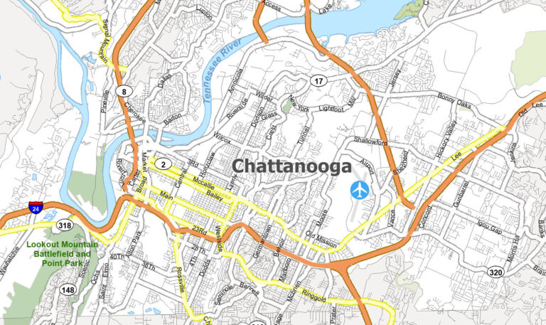 Map Of Chattanooga Tn Area