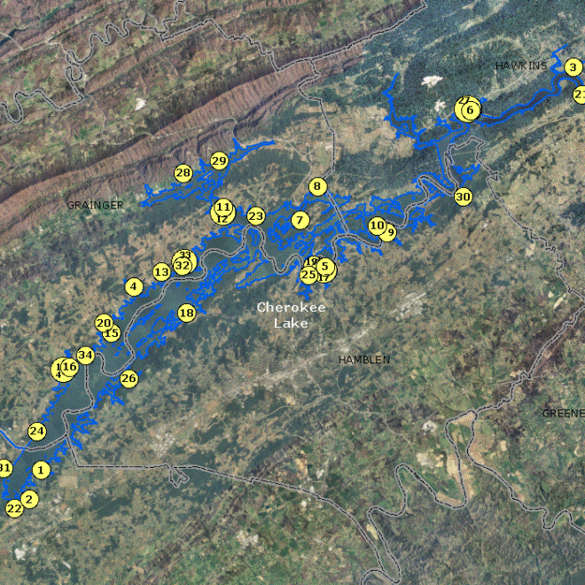 Map Of Cherokee Lake