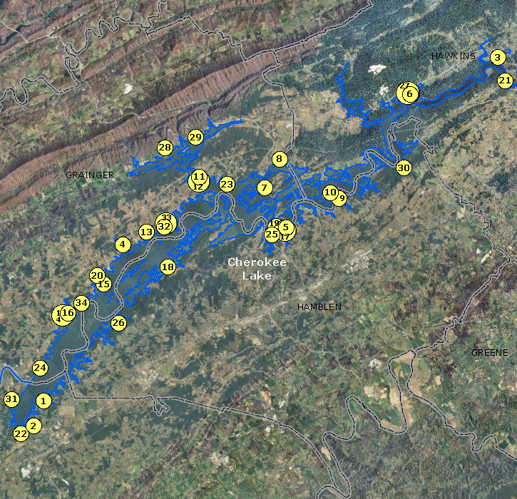 Localwaters Cherokee Lake Maps Boat Ramps TN