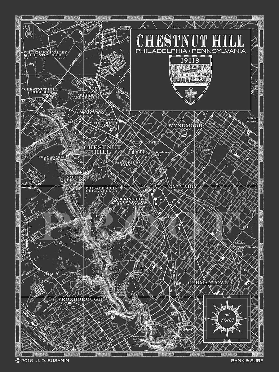 Custom Chestnut Hill Map with Slate Finish