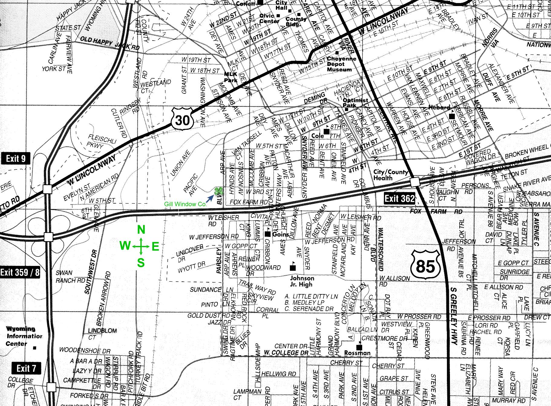 Mappery City Map of Cheyenne Wyoming