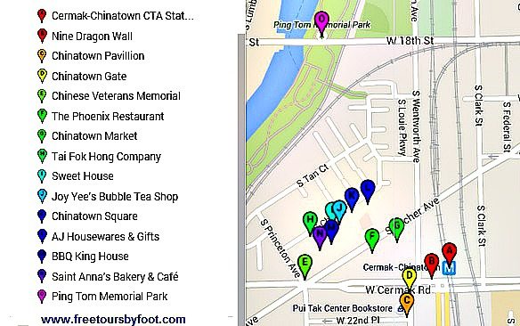 Food Tour Map of Chinatown Chicago