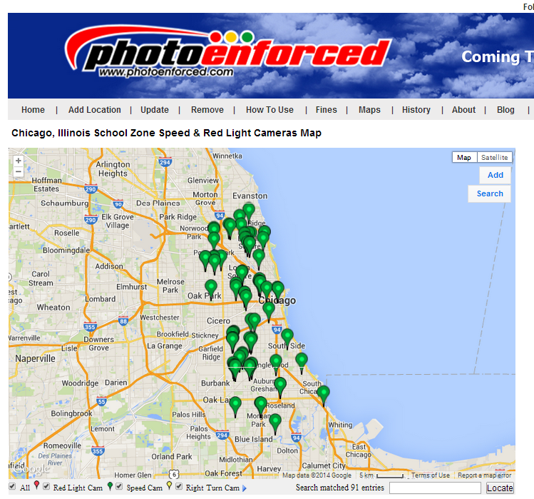 Chicago School Zone Speed Cameras Map