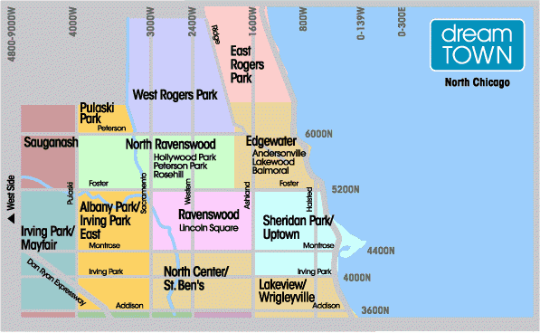 Chicago Street Map North Side