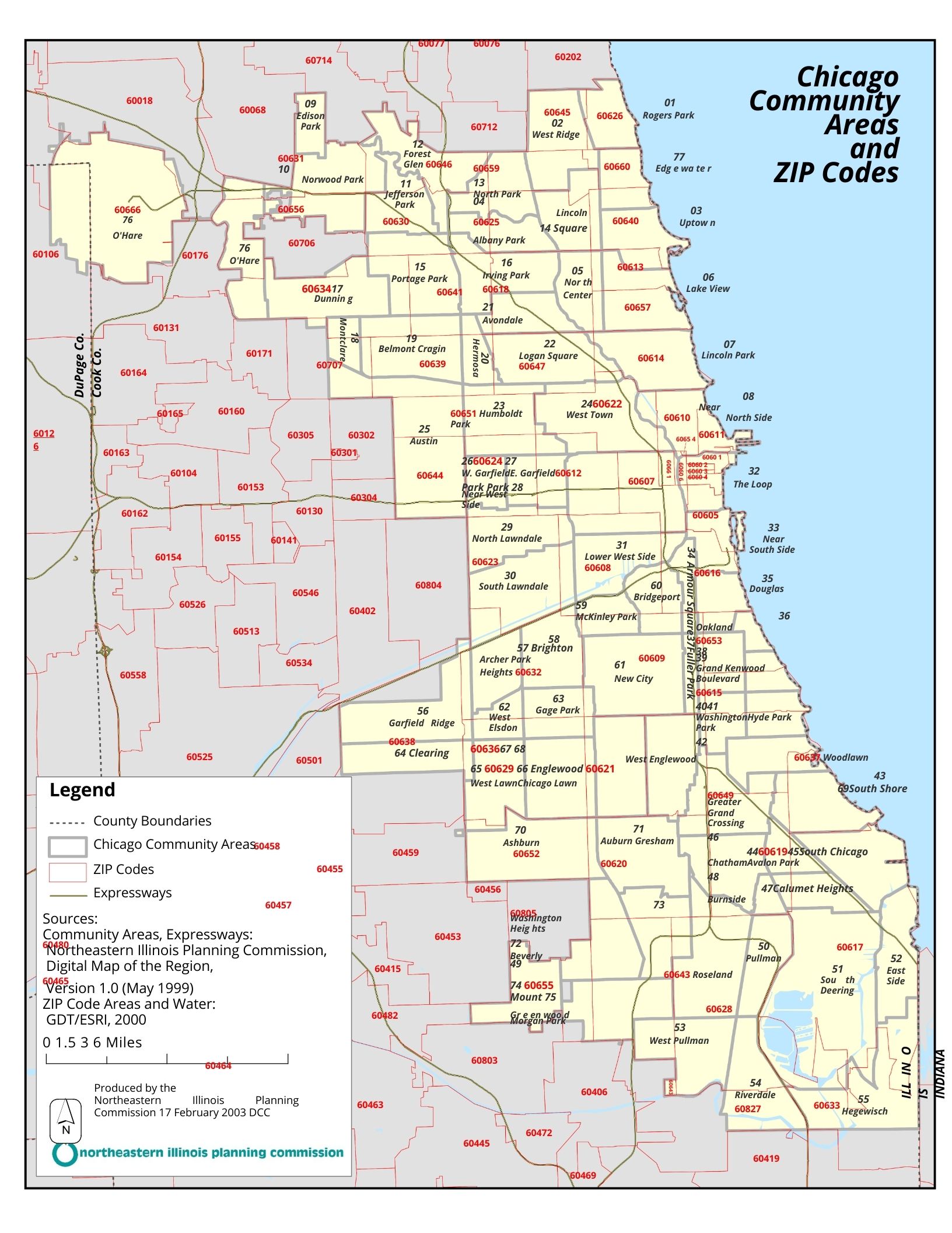 Chicago Community Area and Zip Code Map