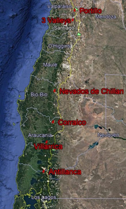 Chile ski area map