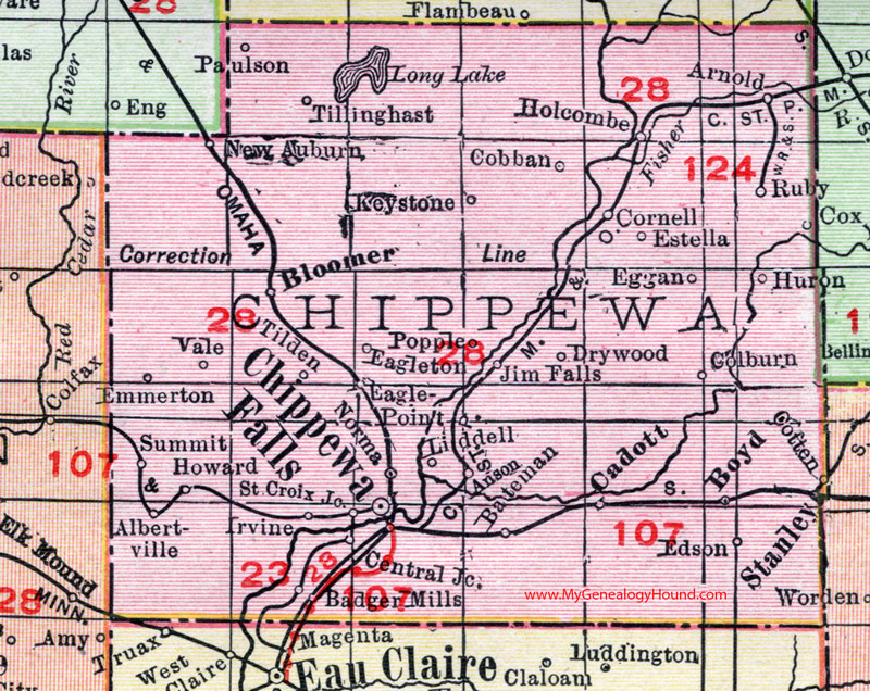 1912 Map of Chippewa County, Wisconsin