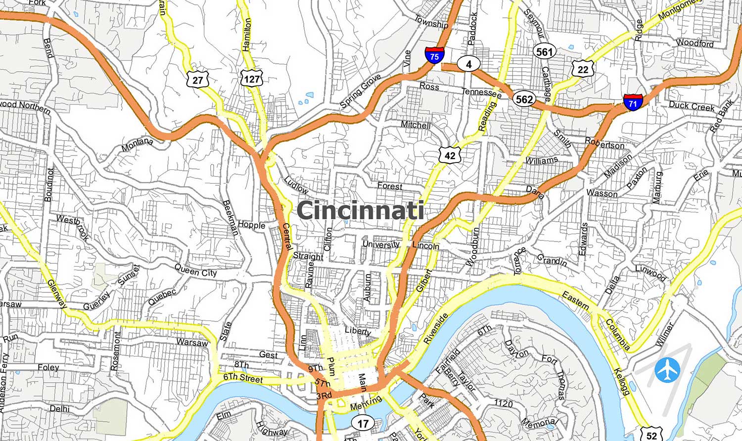 Map of Cincinnati, Ohio - GIS Geography