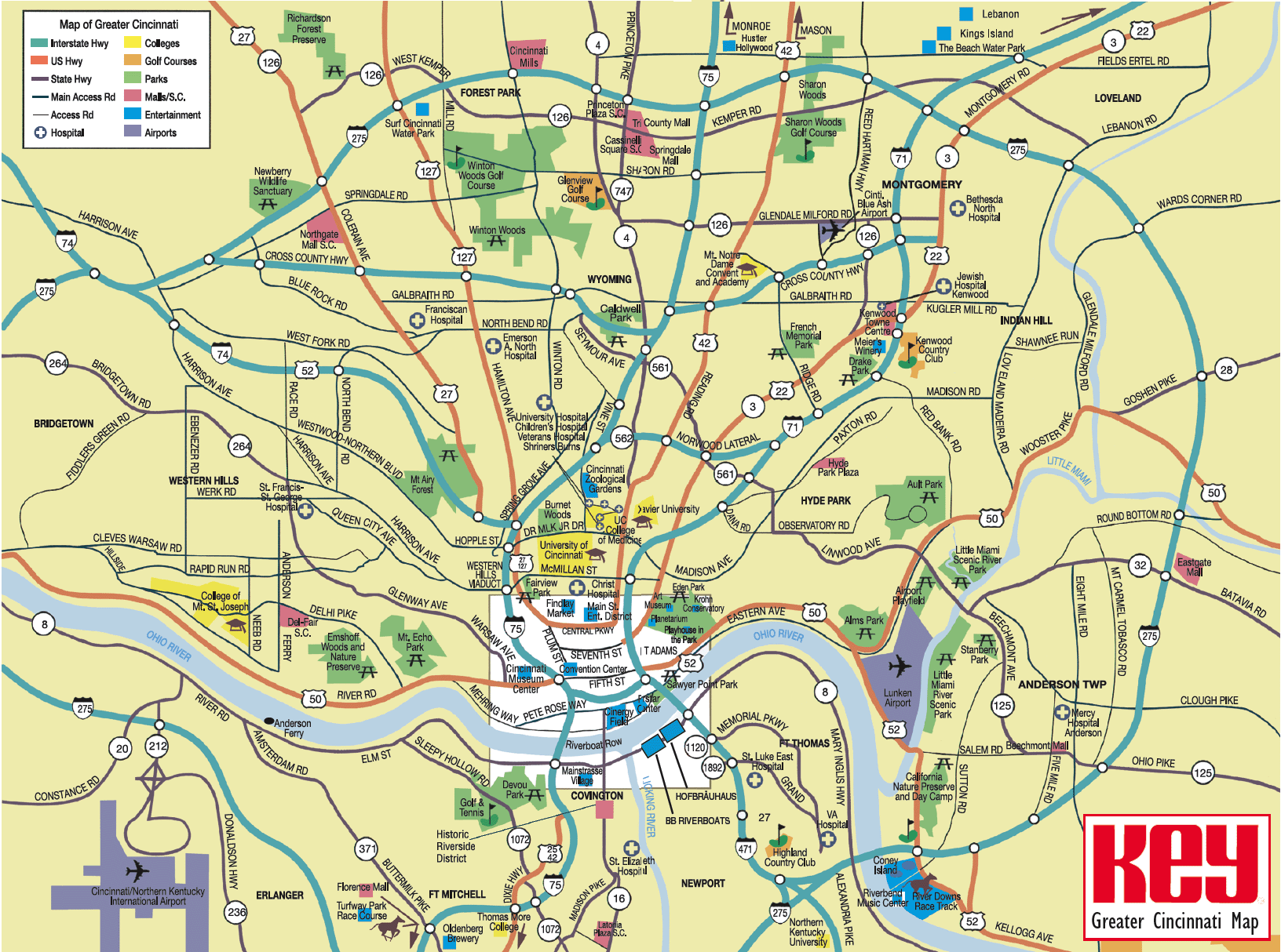 Cincinnati Tourist Map - mappery