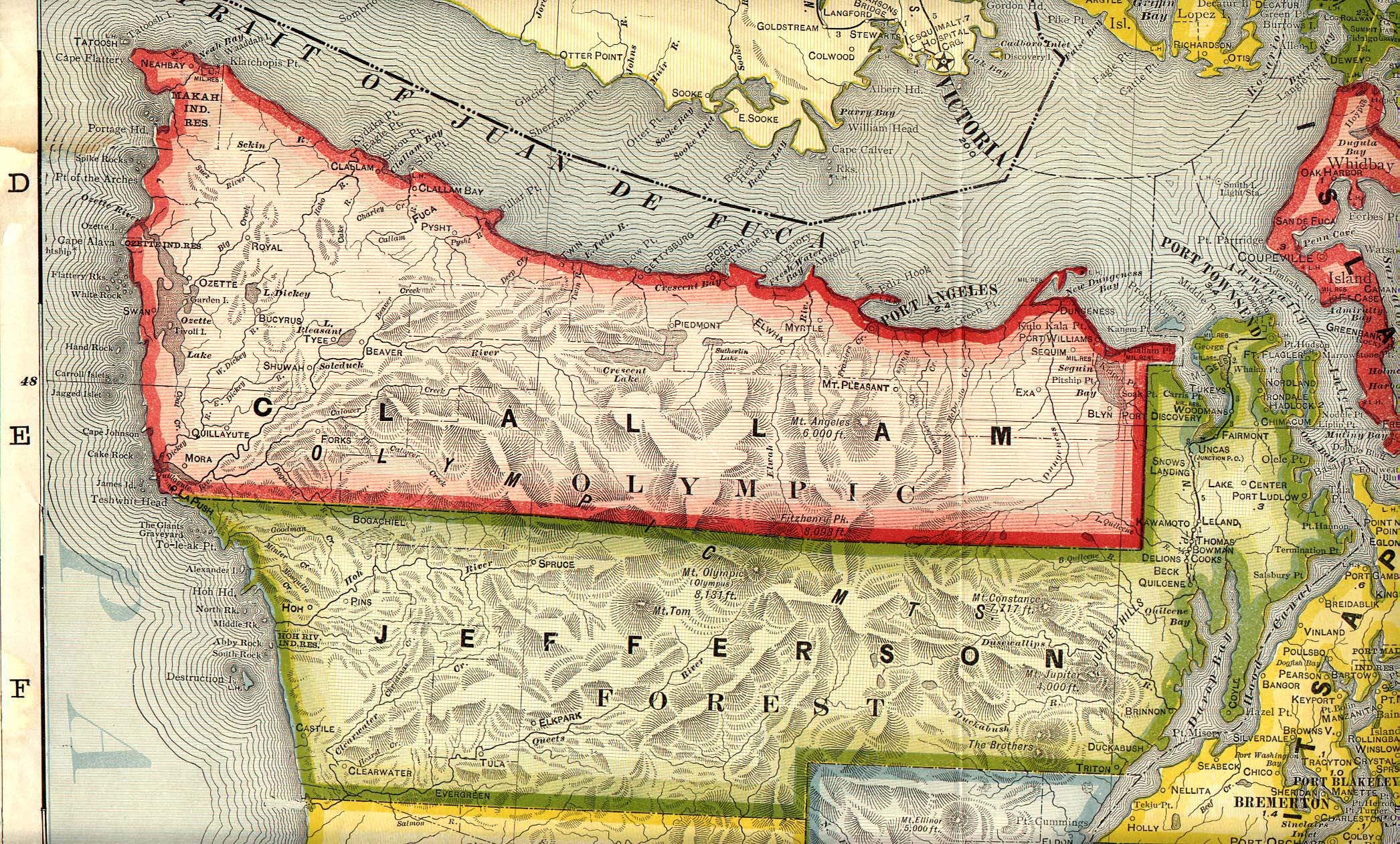 Historic Map of Clallam and Jefferson Counties