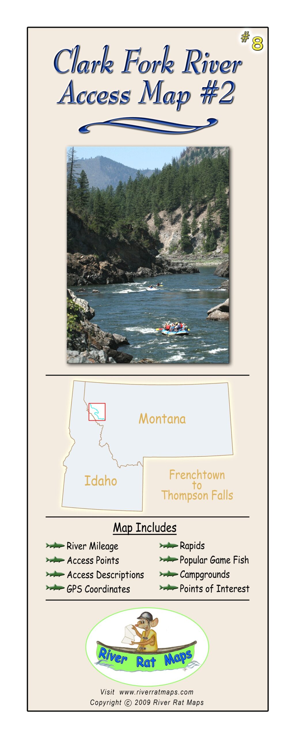 Clark Fork River Map #2 by River Rat Maps for floating and wade access