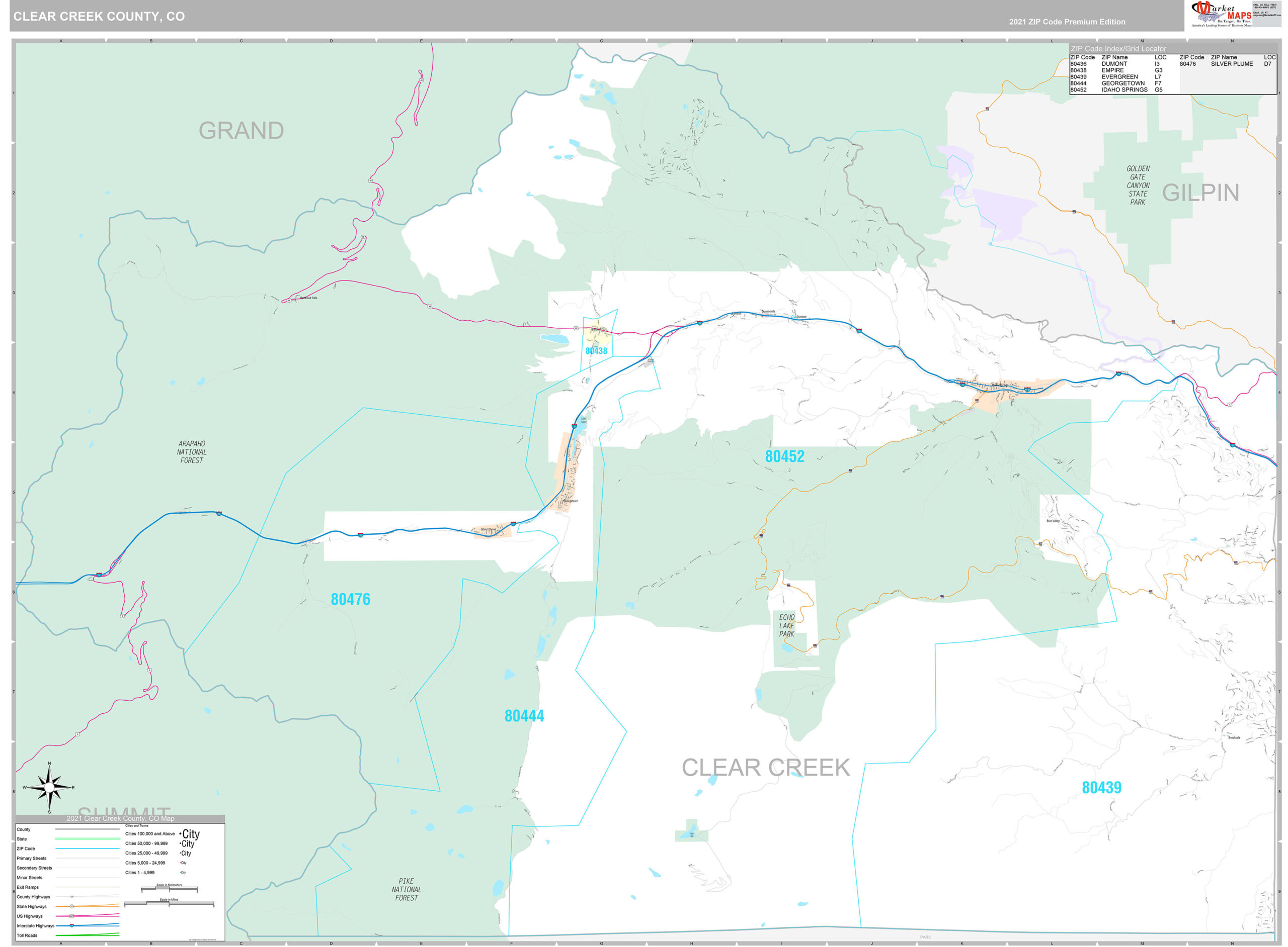 Premium Style Map of Clear Creek County