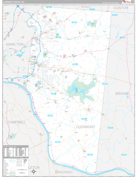 Wall Maps of Clermont County Ohio