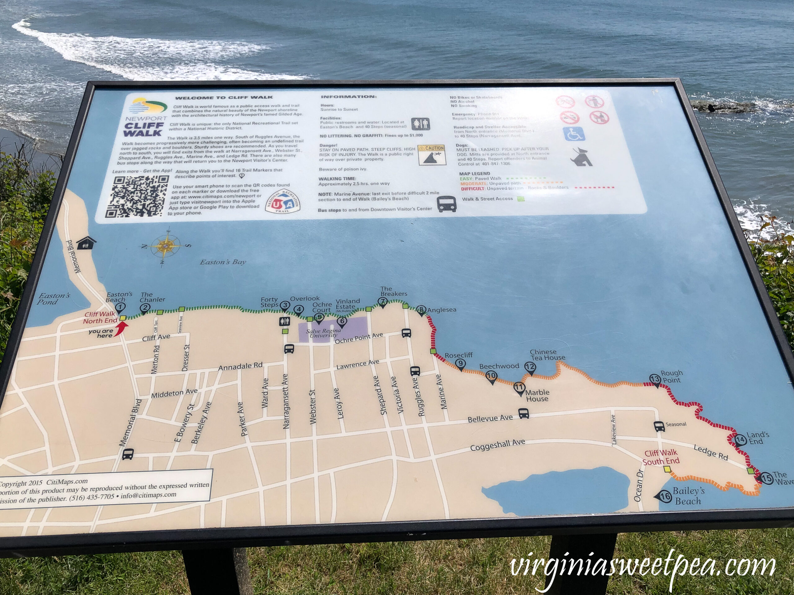 Cliff Walk Newport RI Tour Map by Sweet Pea