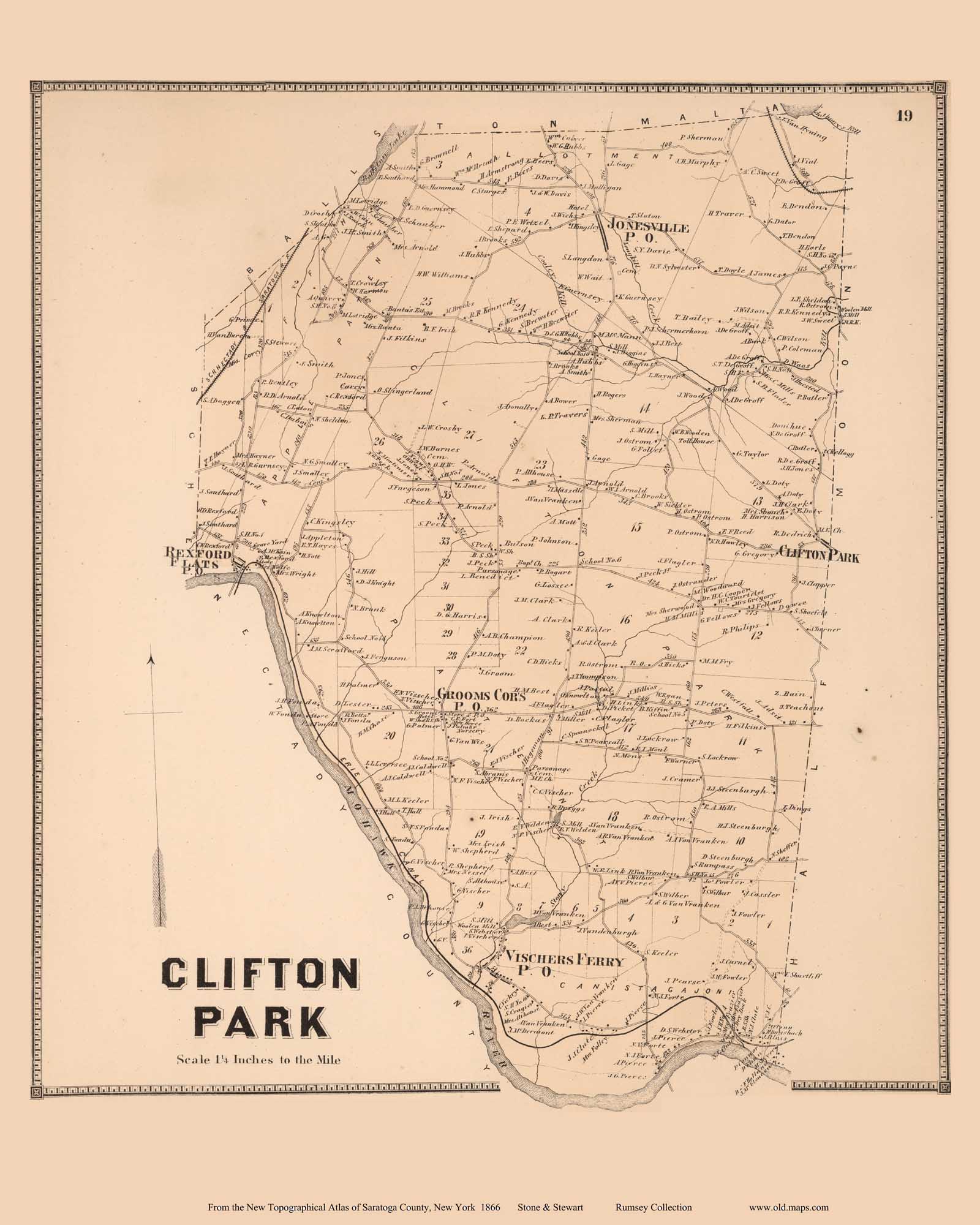 Clifton Park 1866 Map