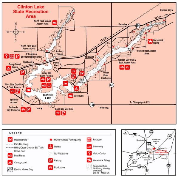 Clinton Lake Illinois Site Map