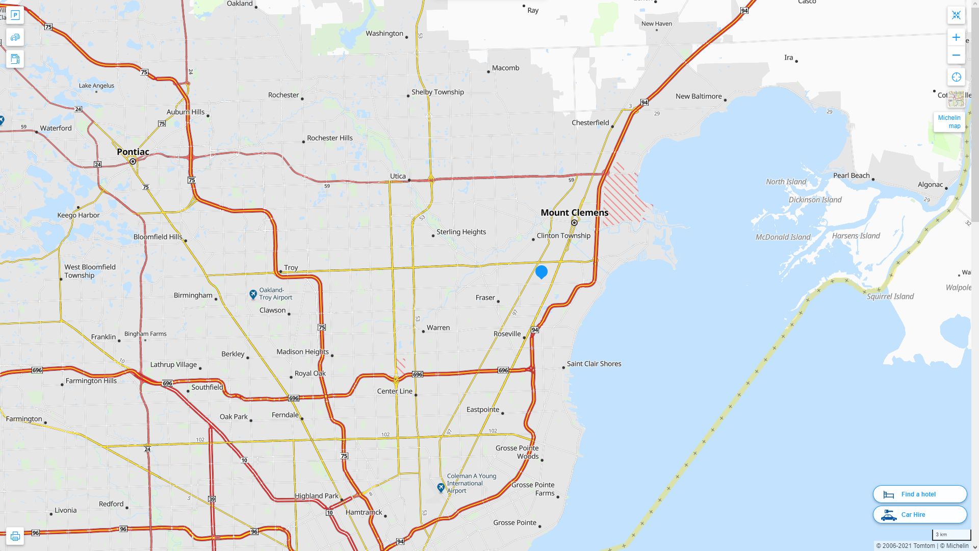 Clinton Township, Michigan Highway and Road Map