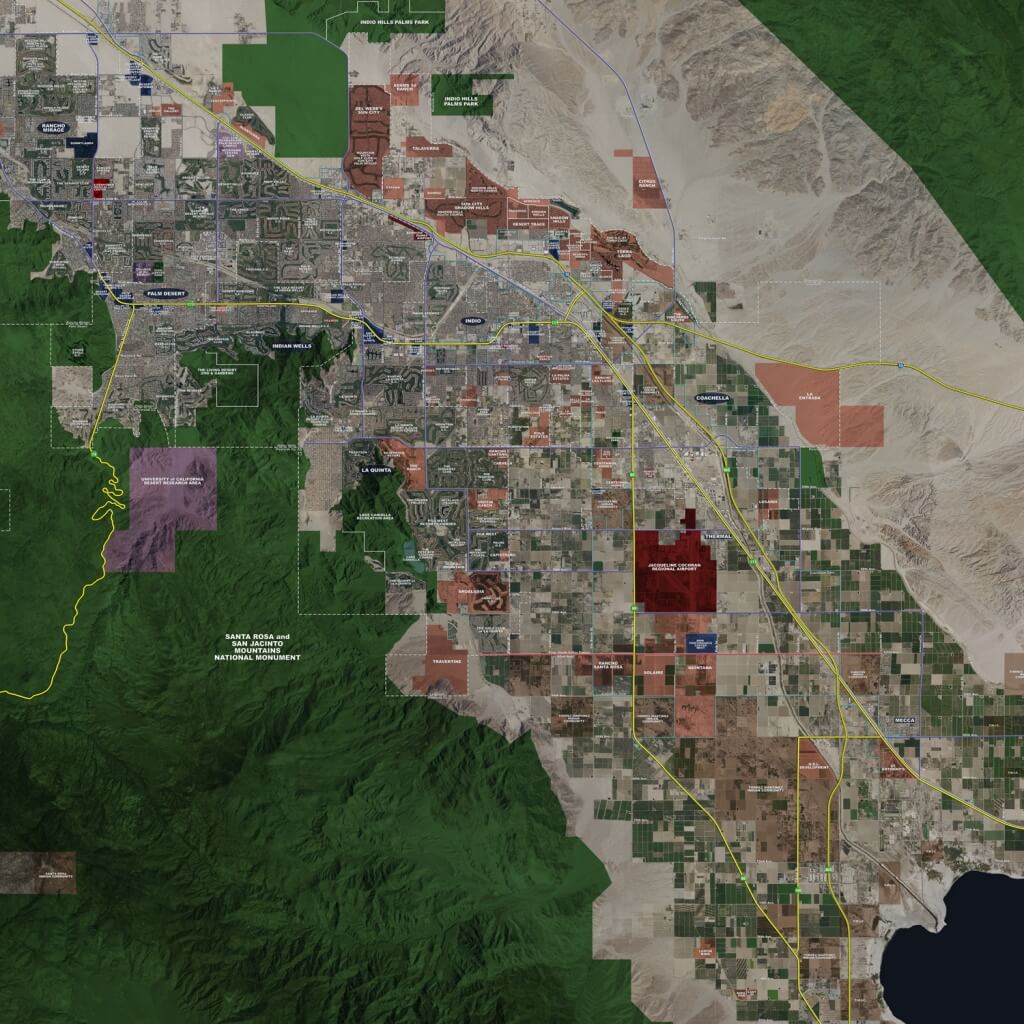 Coachella Valley - Rolled Aerial Map