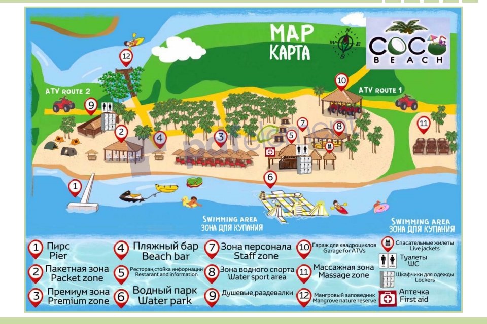 Coco Beach One Day Tour Map