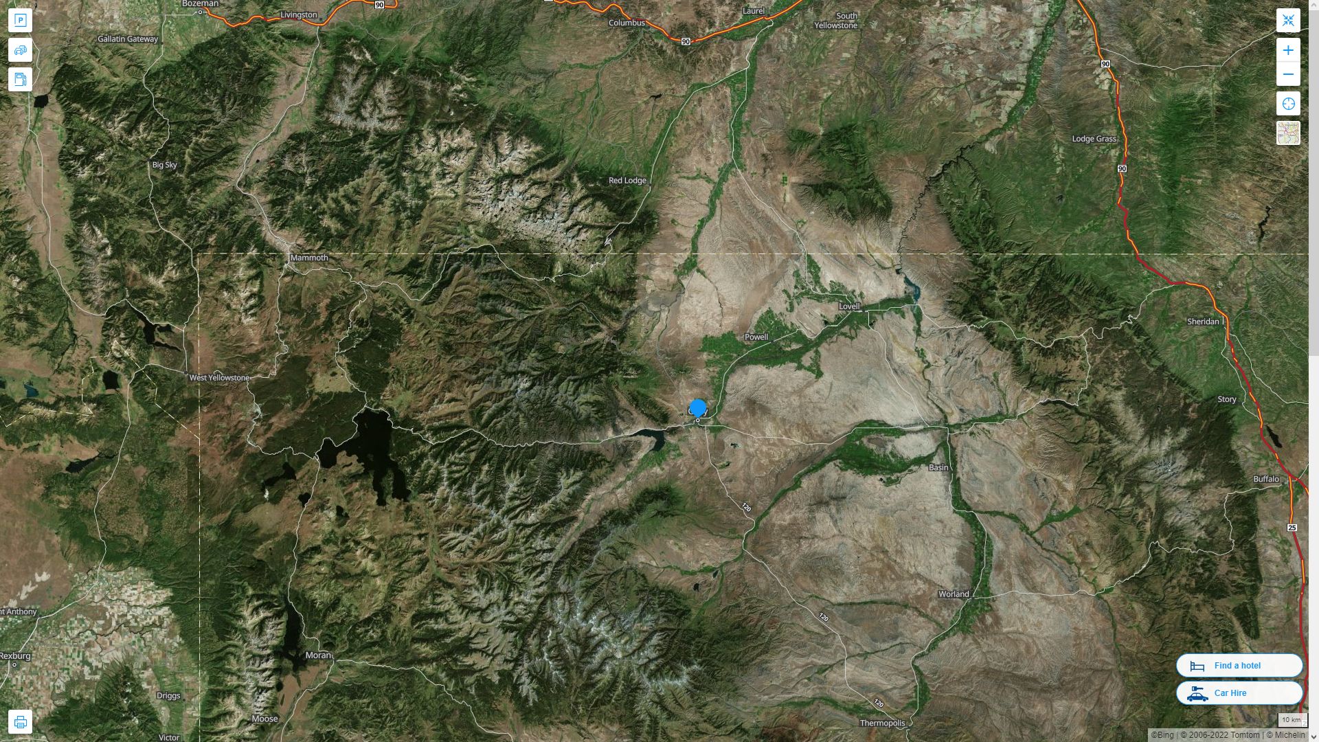 Cody, Wyoming Highway and Road Map