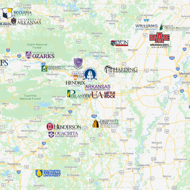 Map Of Colleges In Arkansas