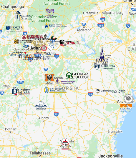 Colleges in Georgia Map