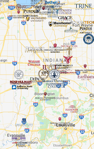 Colleges in Indiana Map – MyCollegeSelection