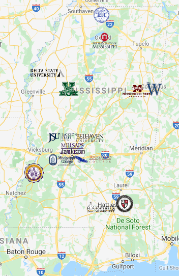 Colleges in Mississippi Map – MyCollegeSelection