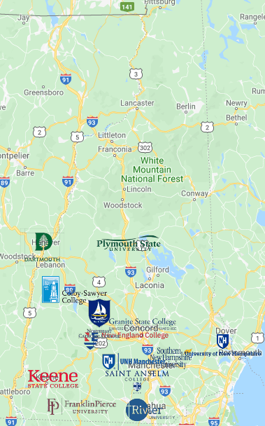Colleges in New Hampshire Map – MyCollegeSelection