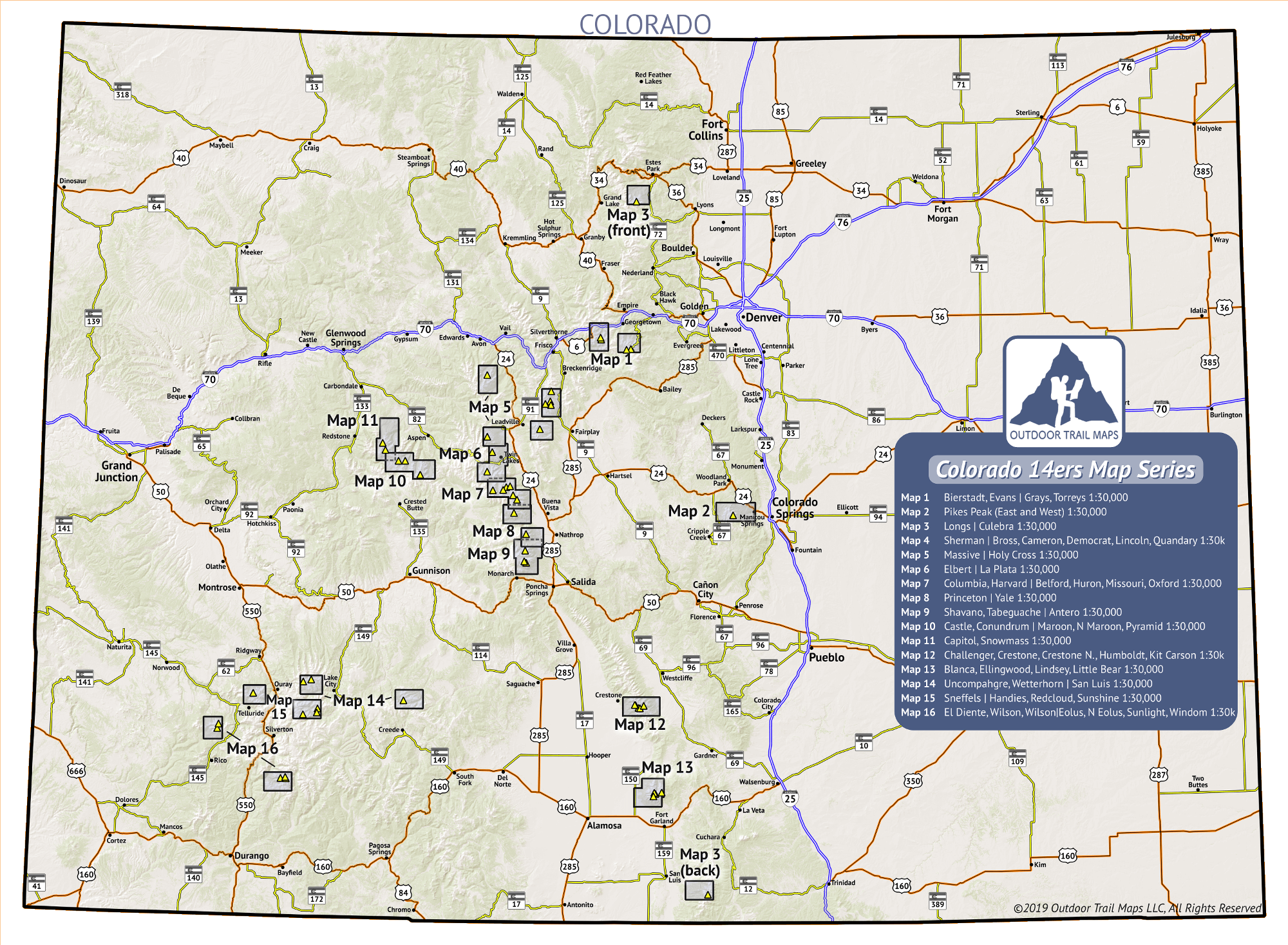 Colorado 14ers Map Series