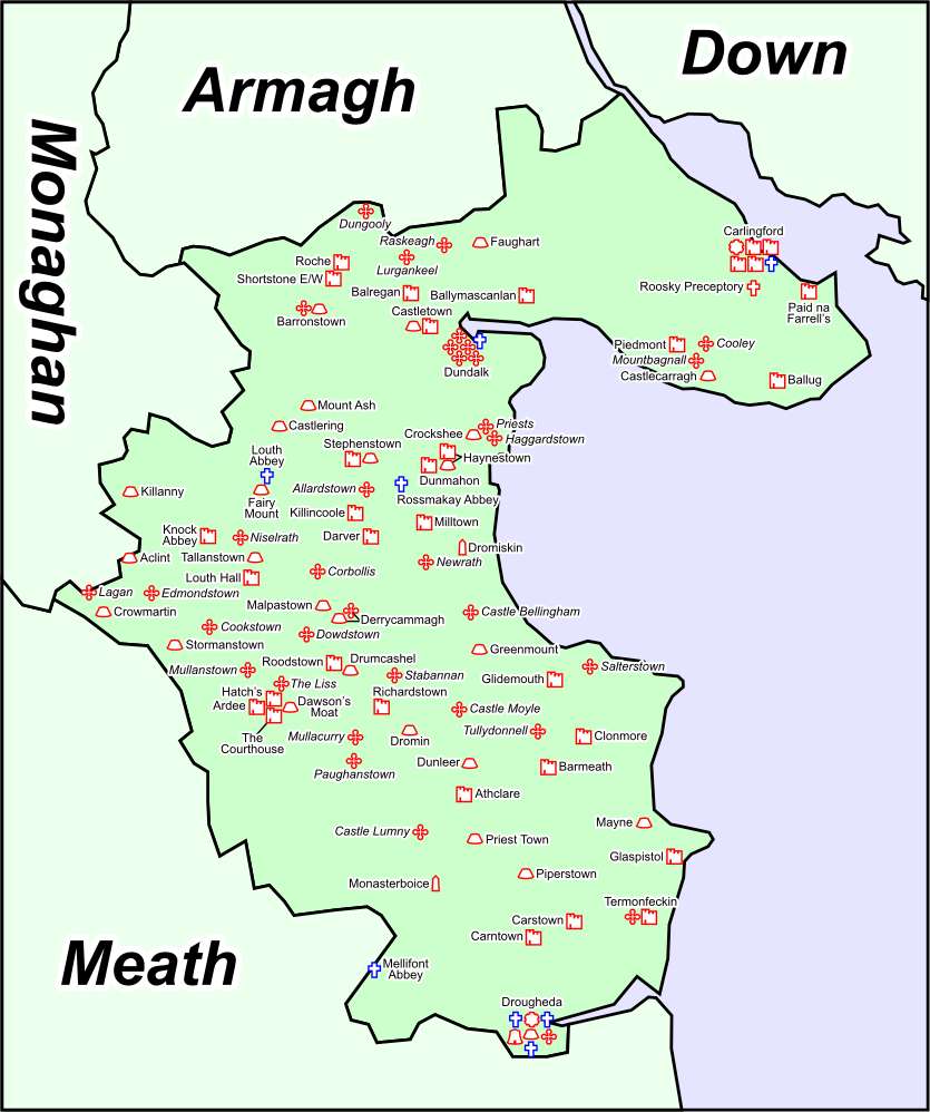 County Louth map showcasing its landmarks
