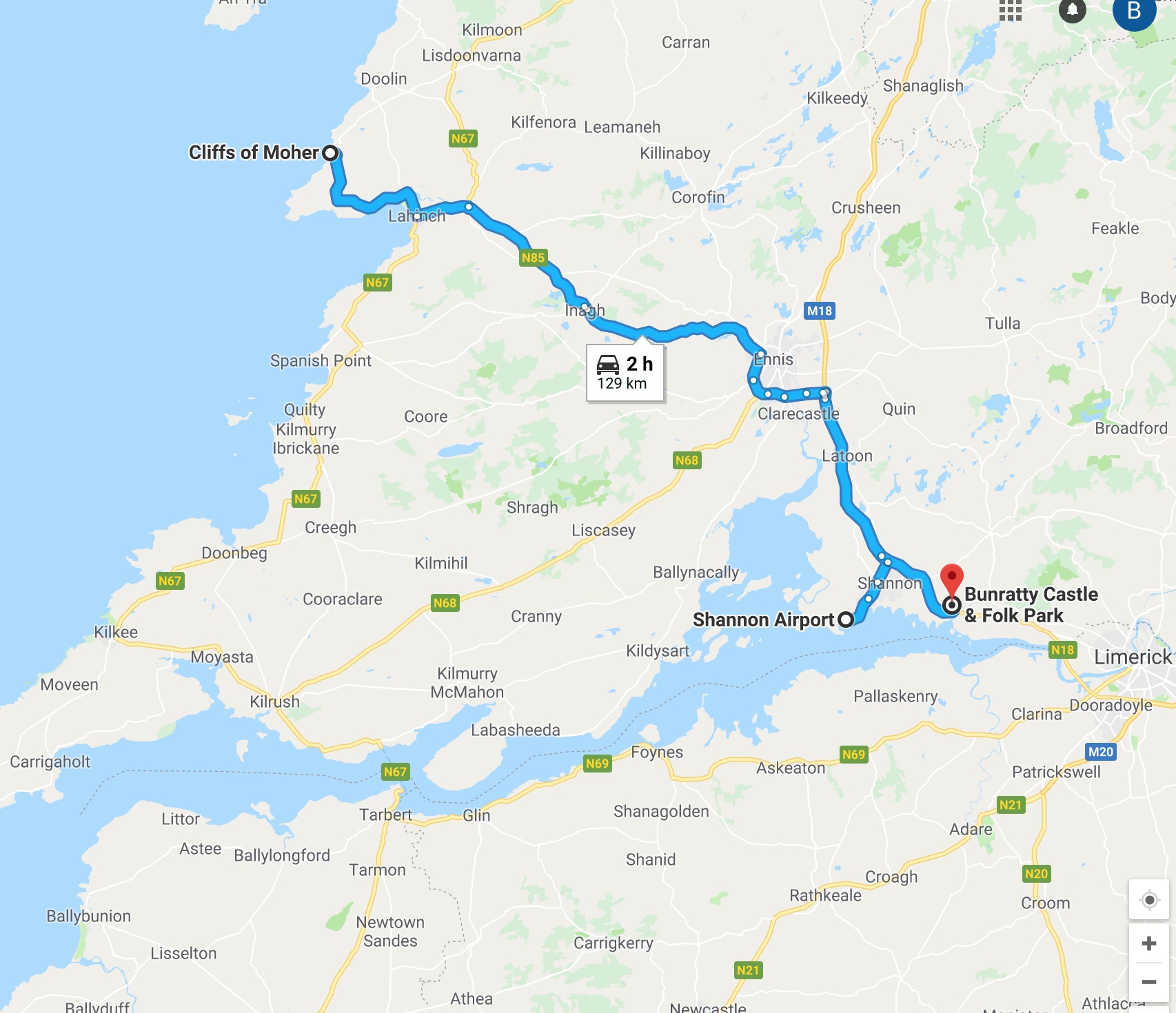 Day 1 Cliffs of Moher Map – Civic Parent