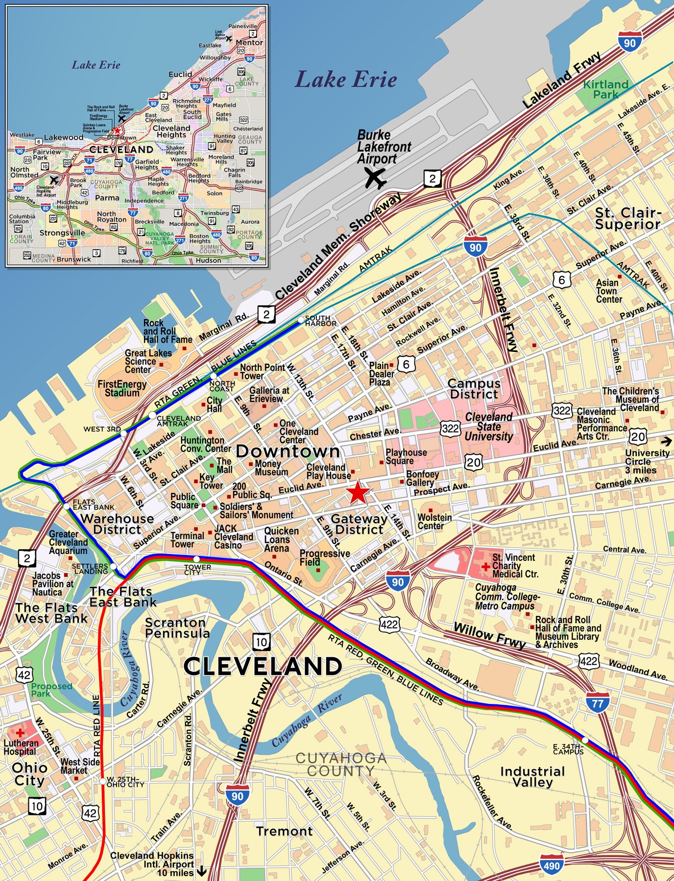 Printable Downtown Cleveland Map