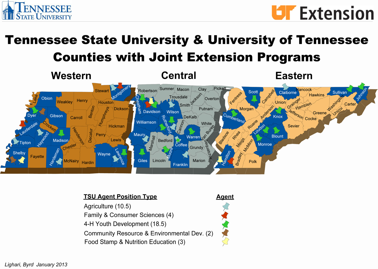 Extension Map of Tennessee