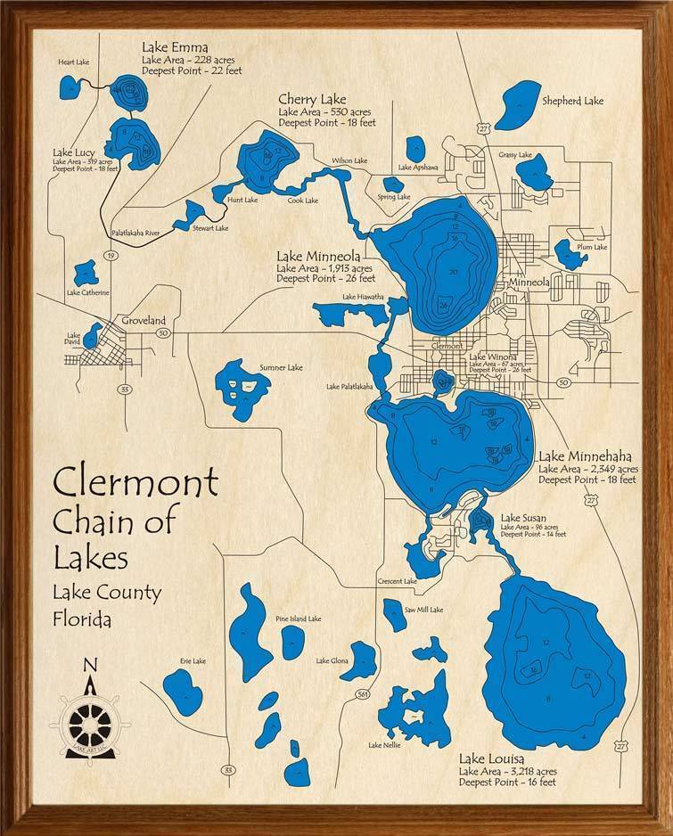 Printable Clermont Chain of Lakes Map