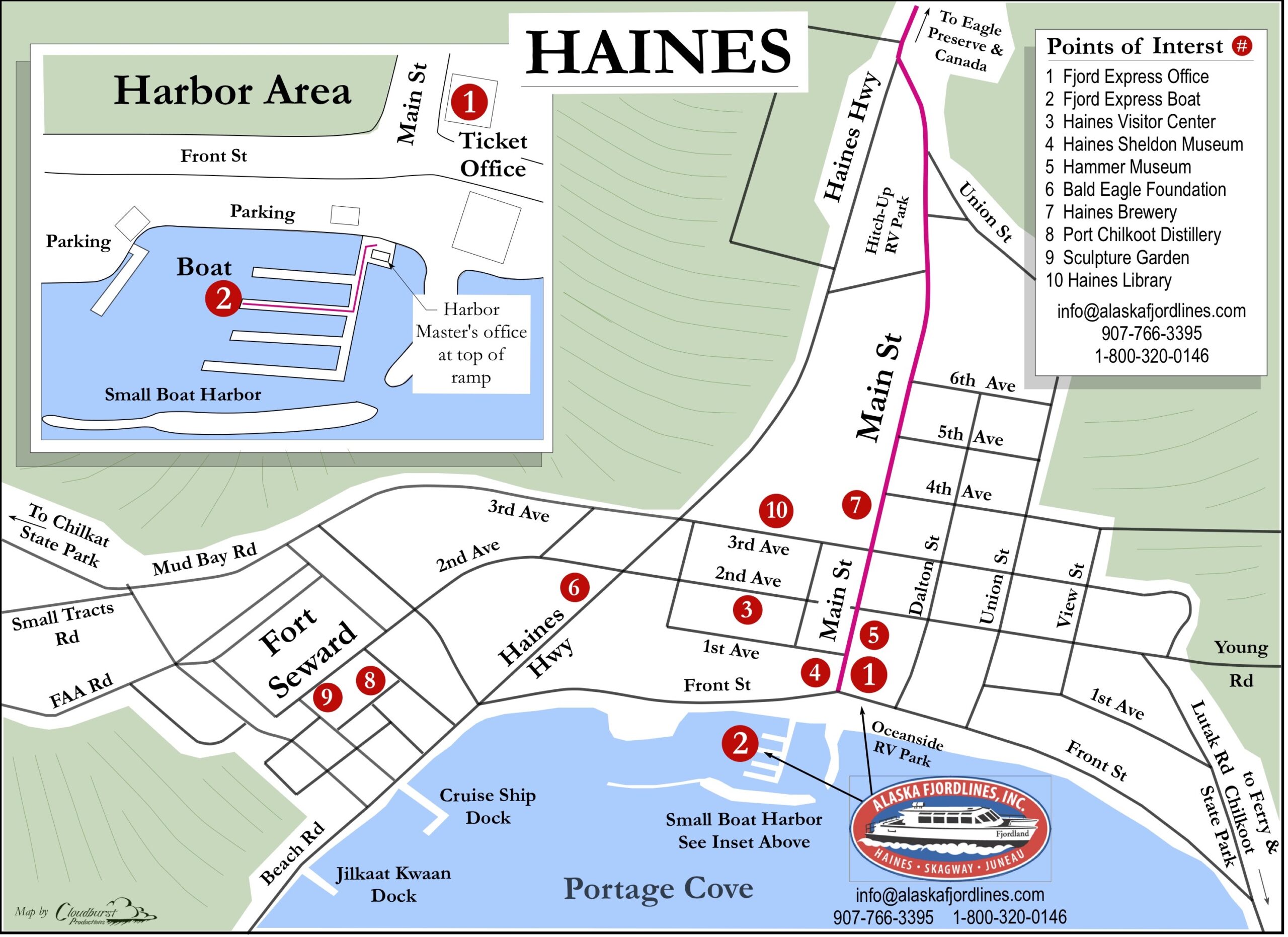 Map of Haines City highlighting scenic routes and attractions