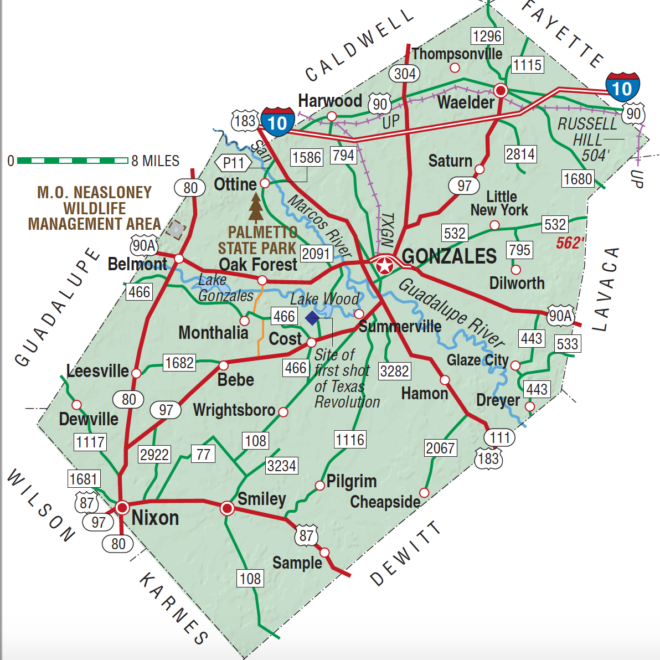 Map Of Gonzales Texas