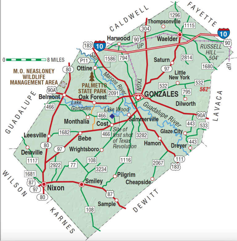 Map Of Gonzales Texas