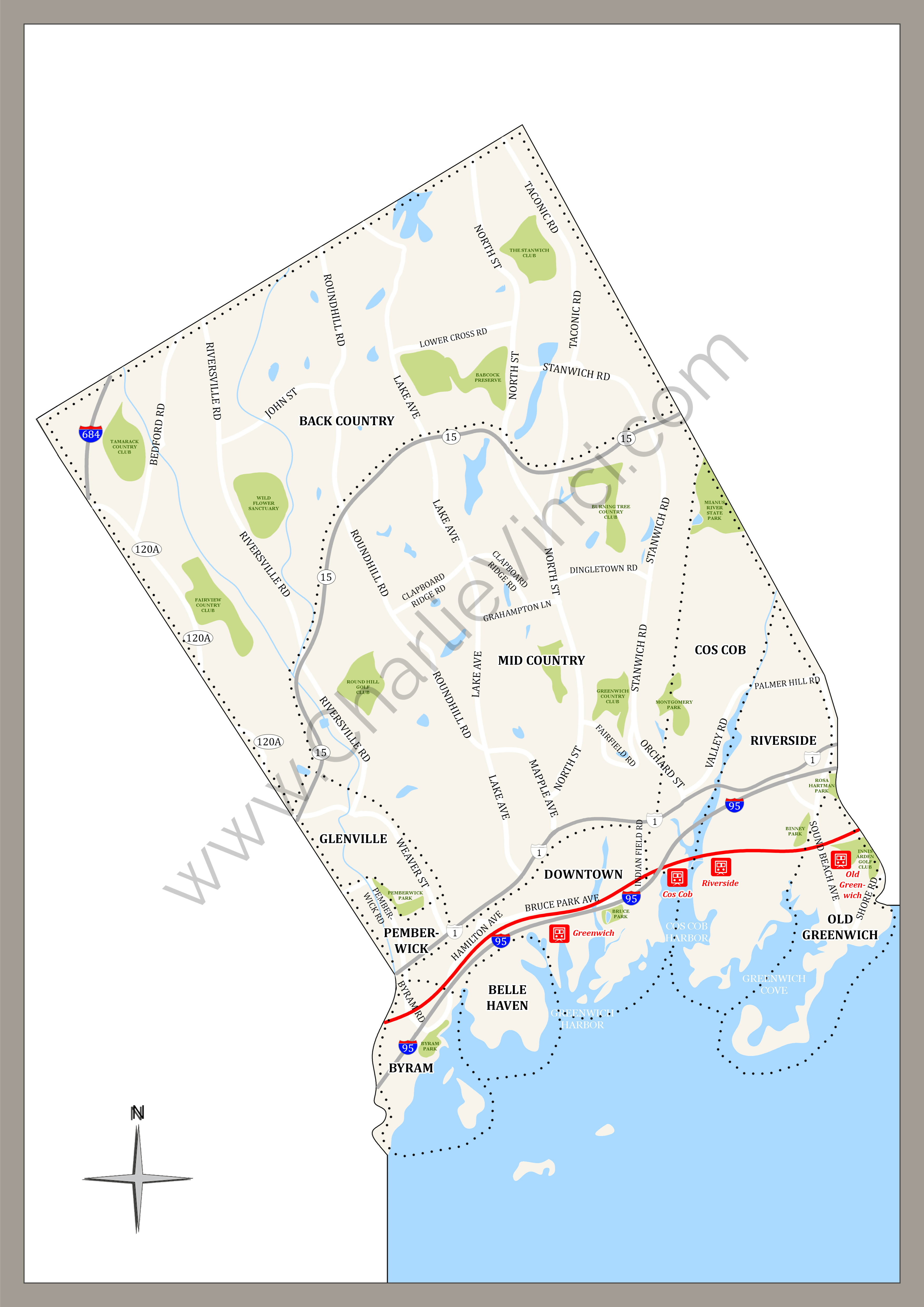 Map of Greenwich, CT