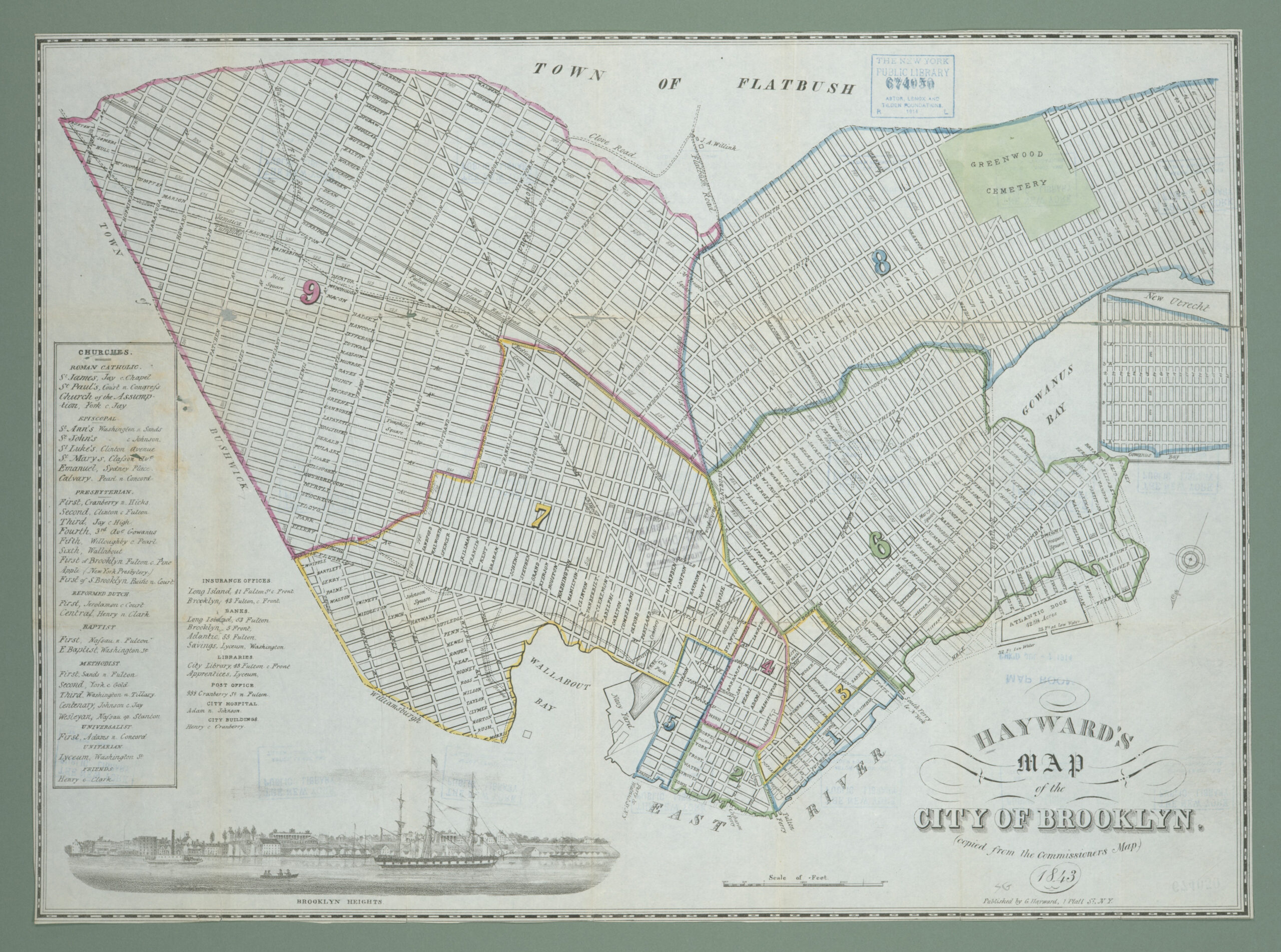Historical Hayward's Map of Cobble Hill - 1843