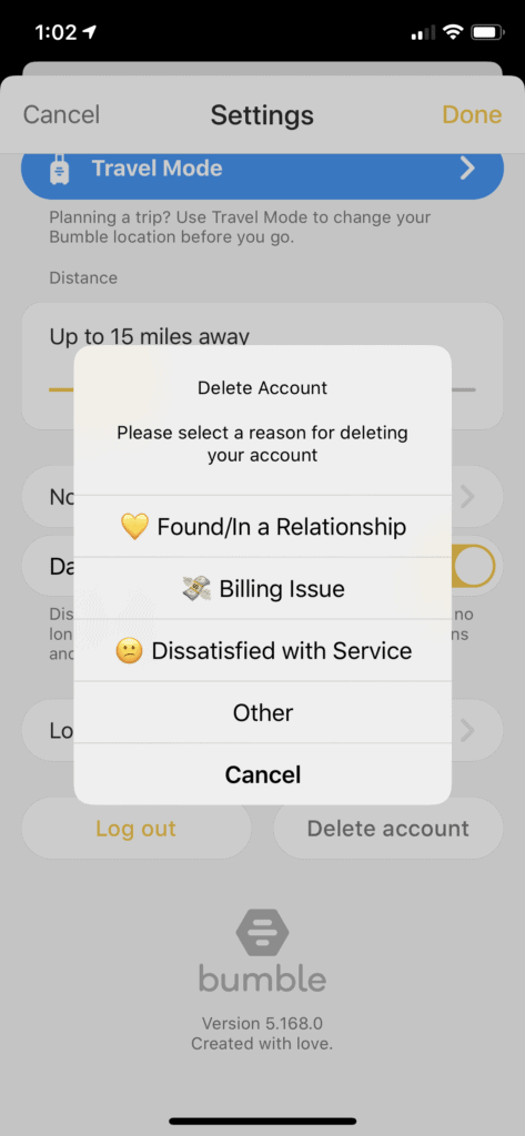 What Does Deleted Account Mean On Bumble
