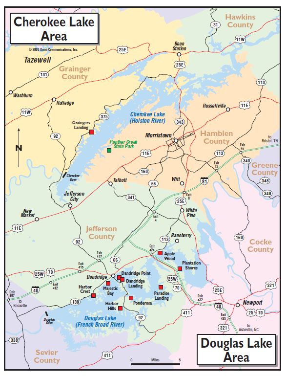 Map of Cherokee Lake In Tennessee