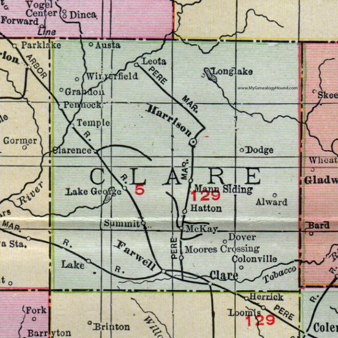 Map Of Clare County Michigan